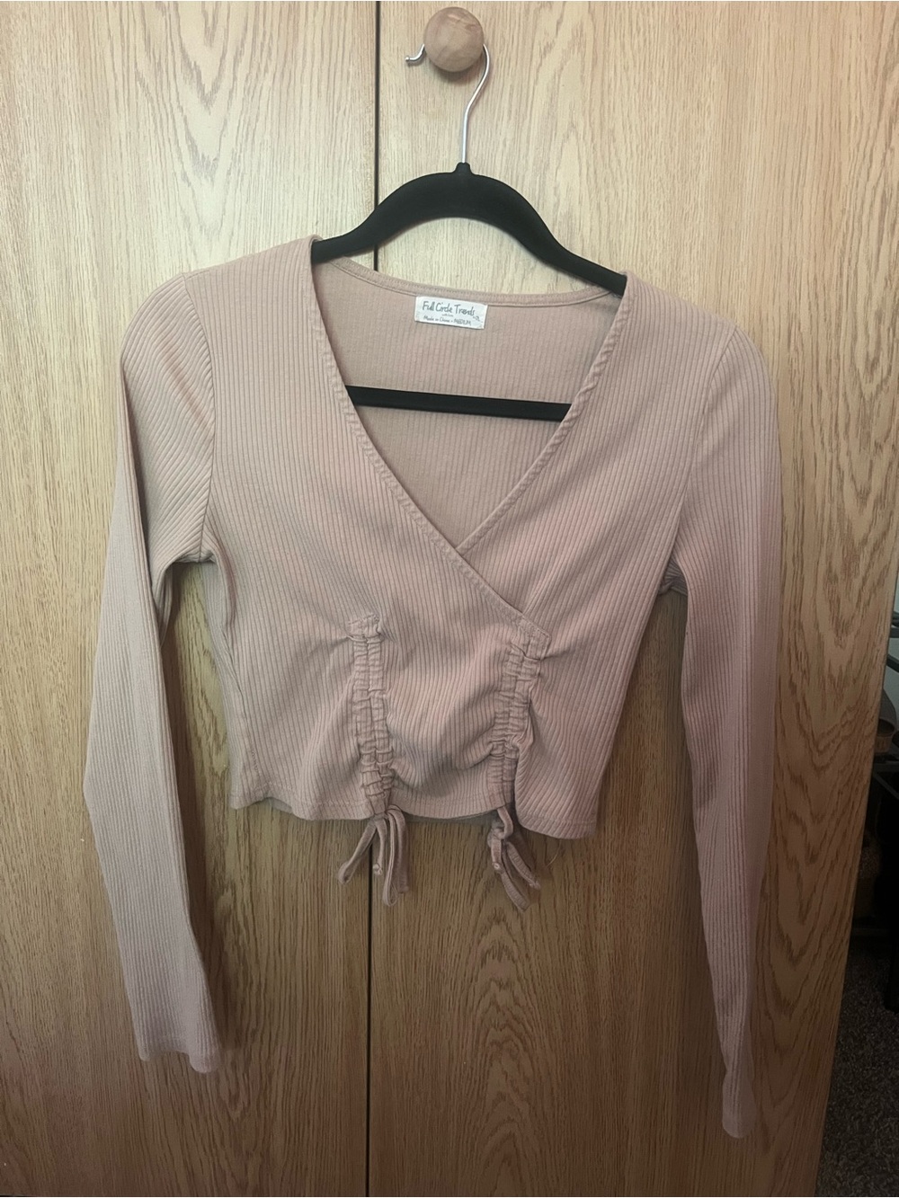Full circleTrends Wrap-Style Long Sleeve Top in Tan